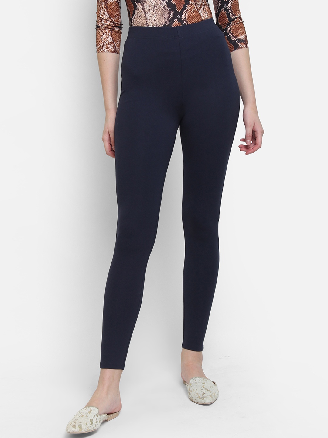 COVER STORY Women Navy Blue Regular Fit Solid Regular Trousers