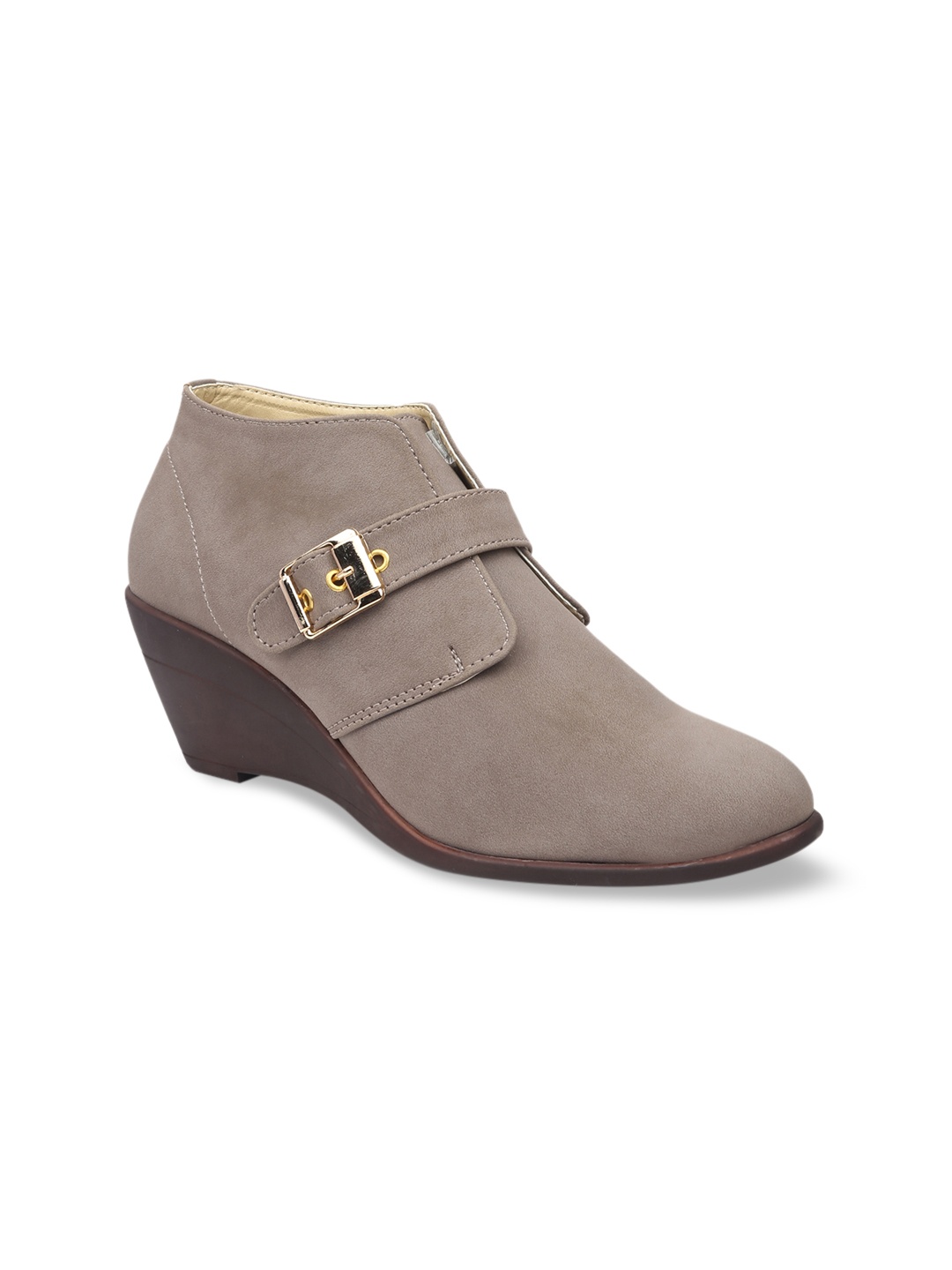 VALIOSAA Women Grey Solid Heeled Boots