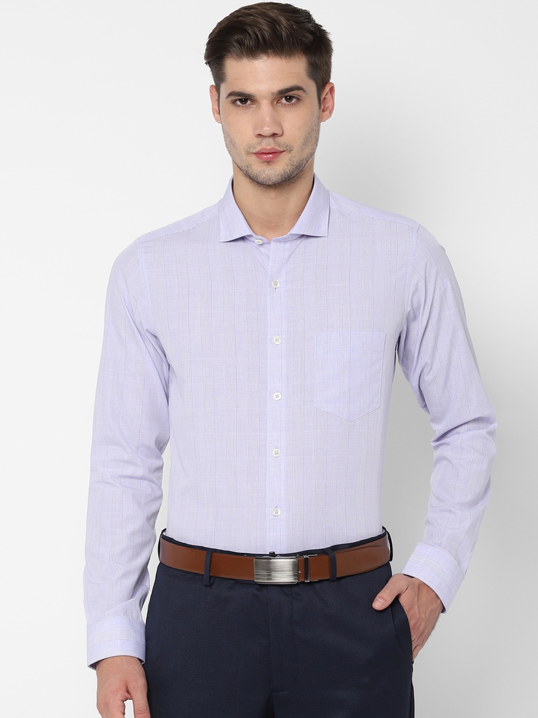 SIMON CARTER LONDON Men Purple Slim Fit Checked Formal Shirt