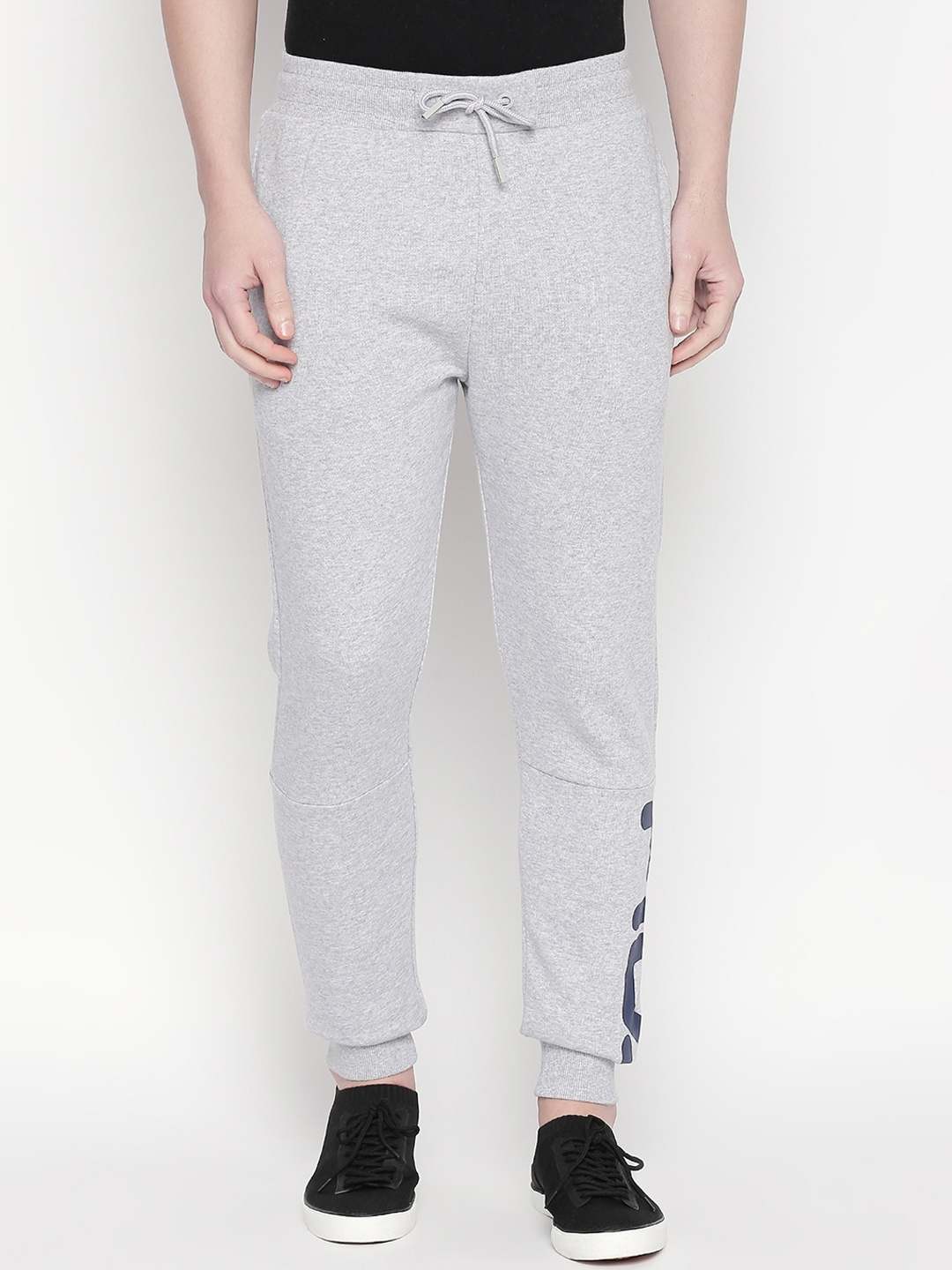 FILA Men Grey Melange Solid Slim Fit Joggers