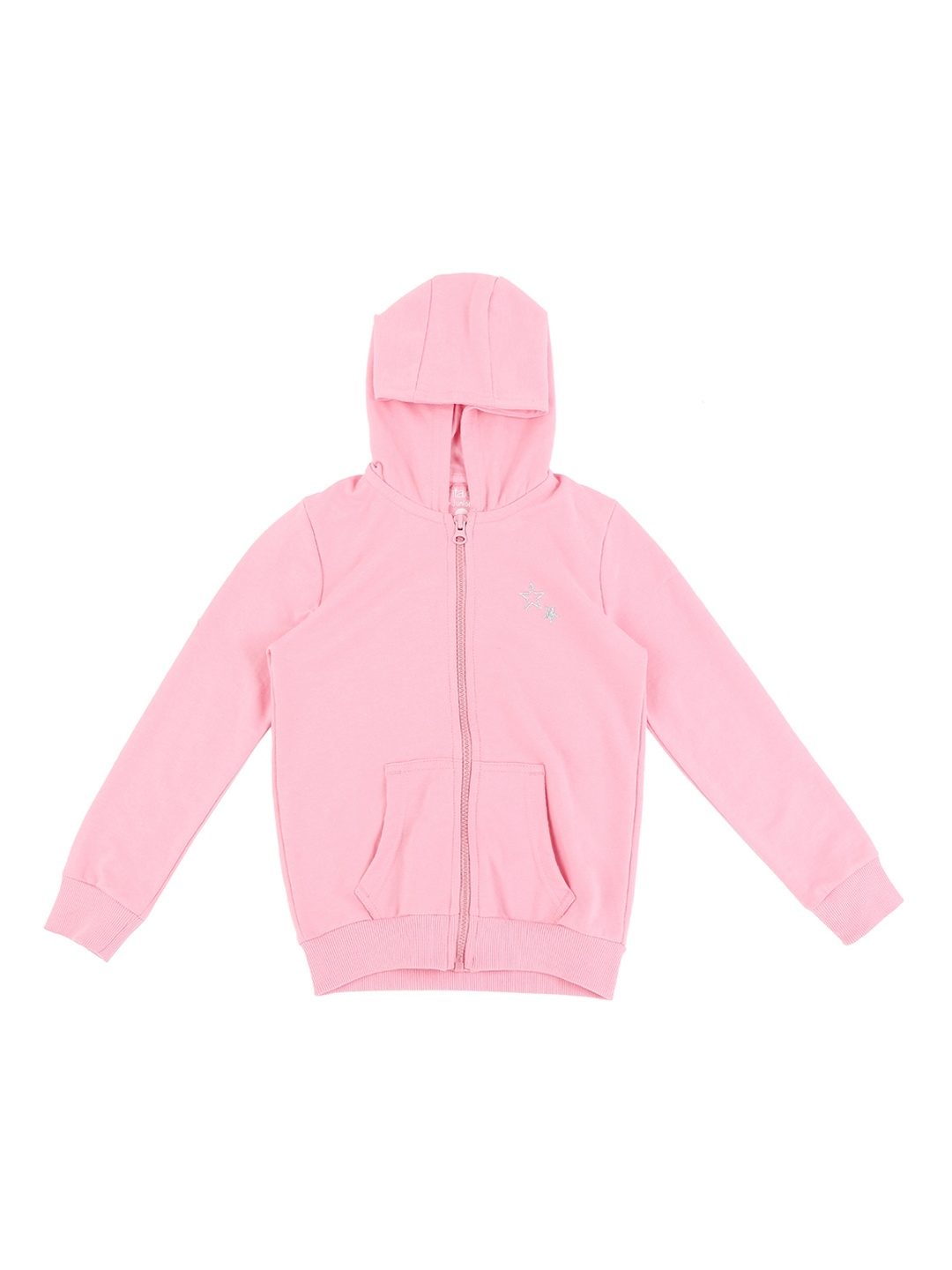 Pantaloons Junior Girls Pink Solid Hooded Sweatshirt
