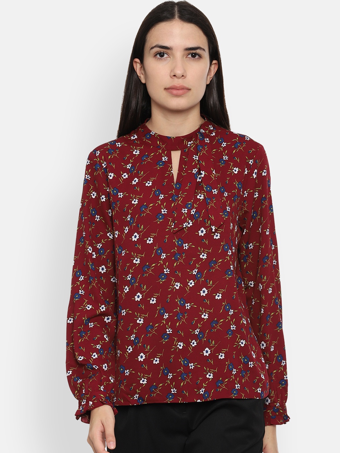 Van Heusen Woman Maroon Floral Print Top