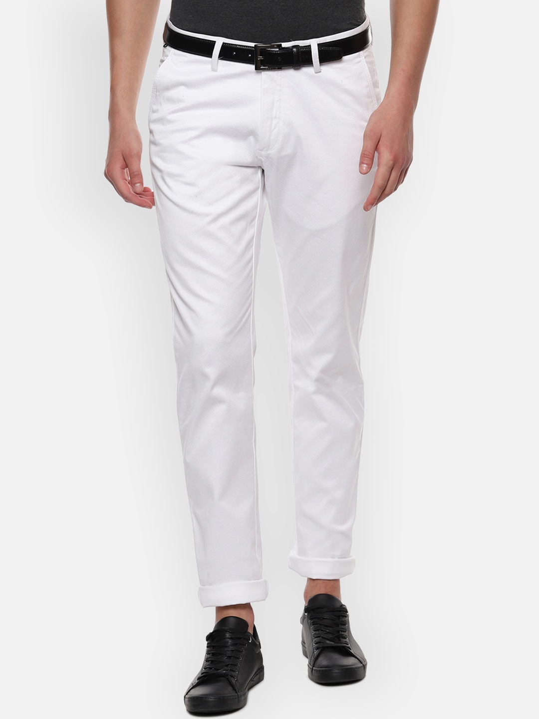 Allen Solly Men White Slim Fit Solid Chinos