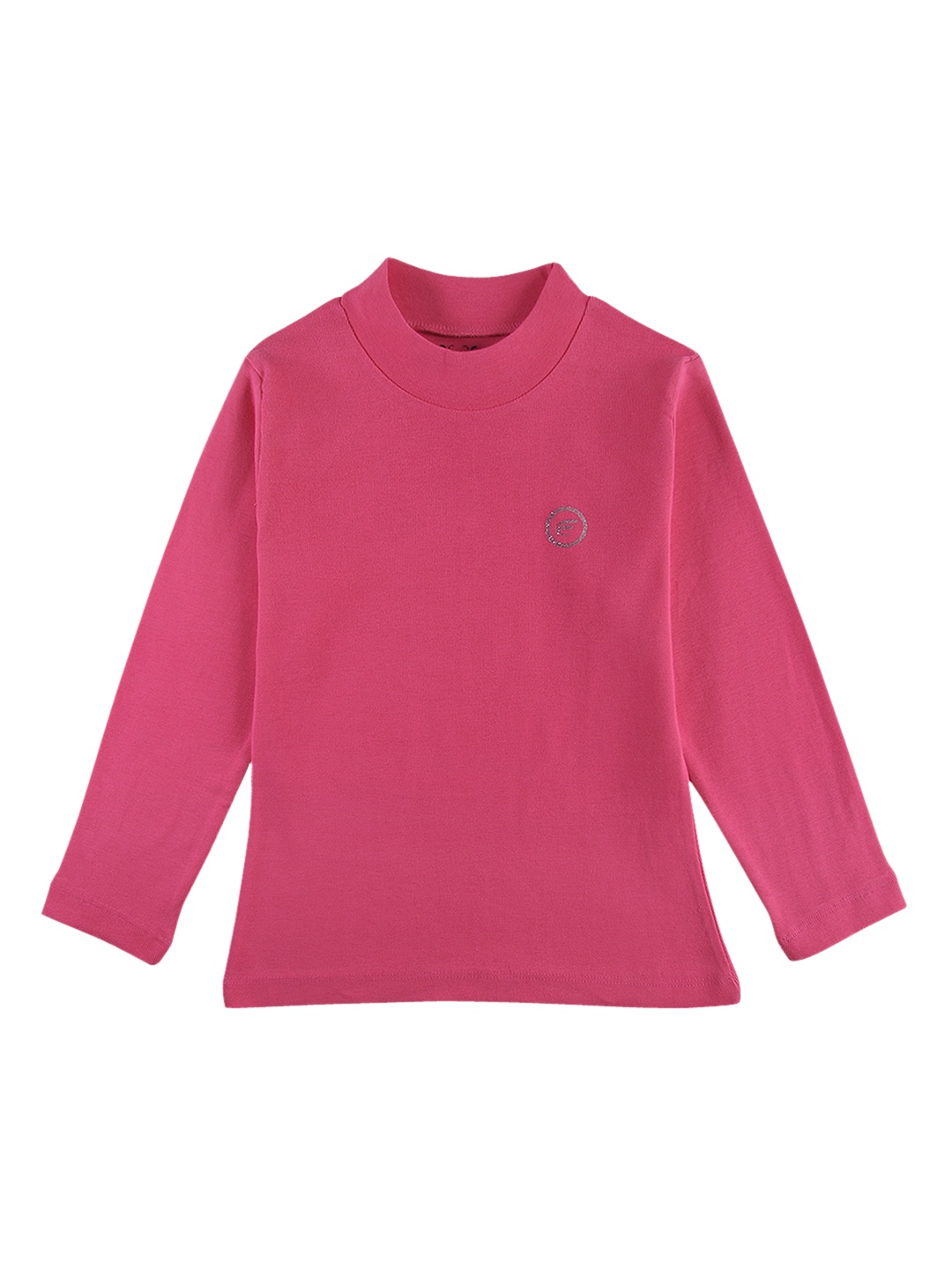 FEMEA Girls Pink Solid Round Neck T-shirt