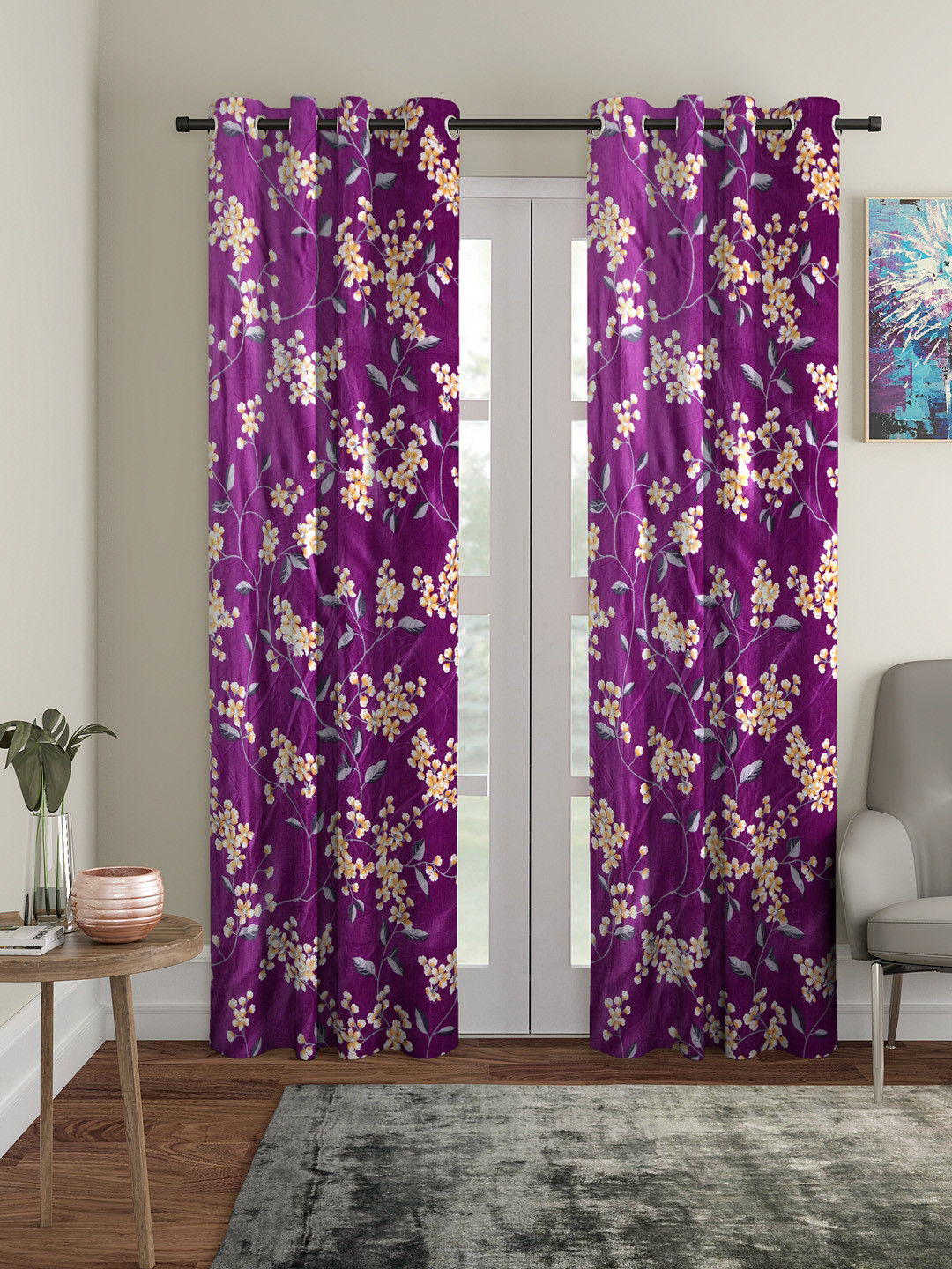 Cortina Set of 2 Floral Printed Door Curtains, Purple
Cortina Set of 2 Floral Printed Door Curtains, Purple