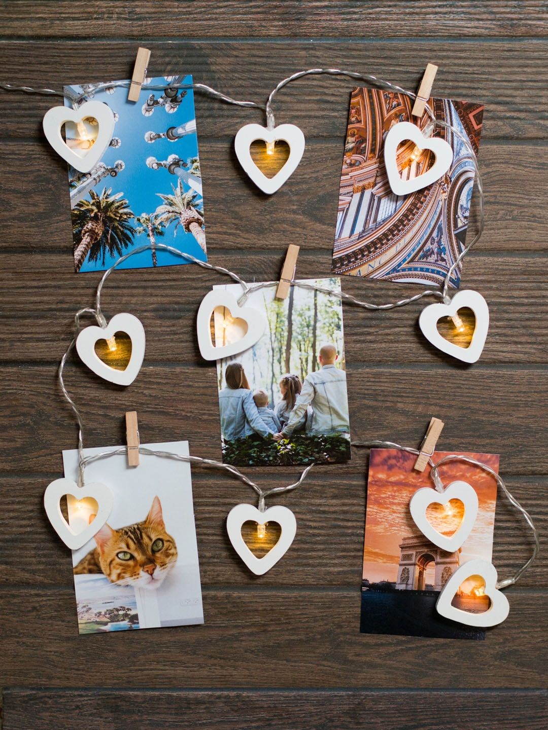 Art Street White Heart Shaped Fairy Light Photo Frame