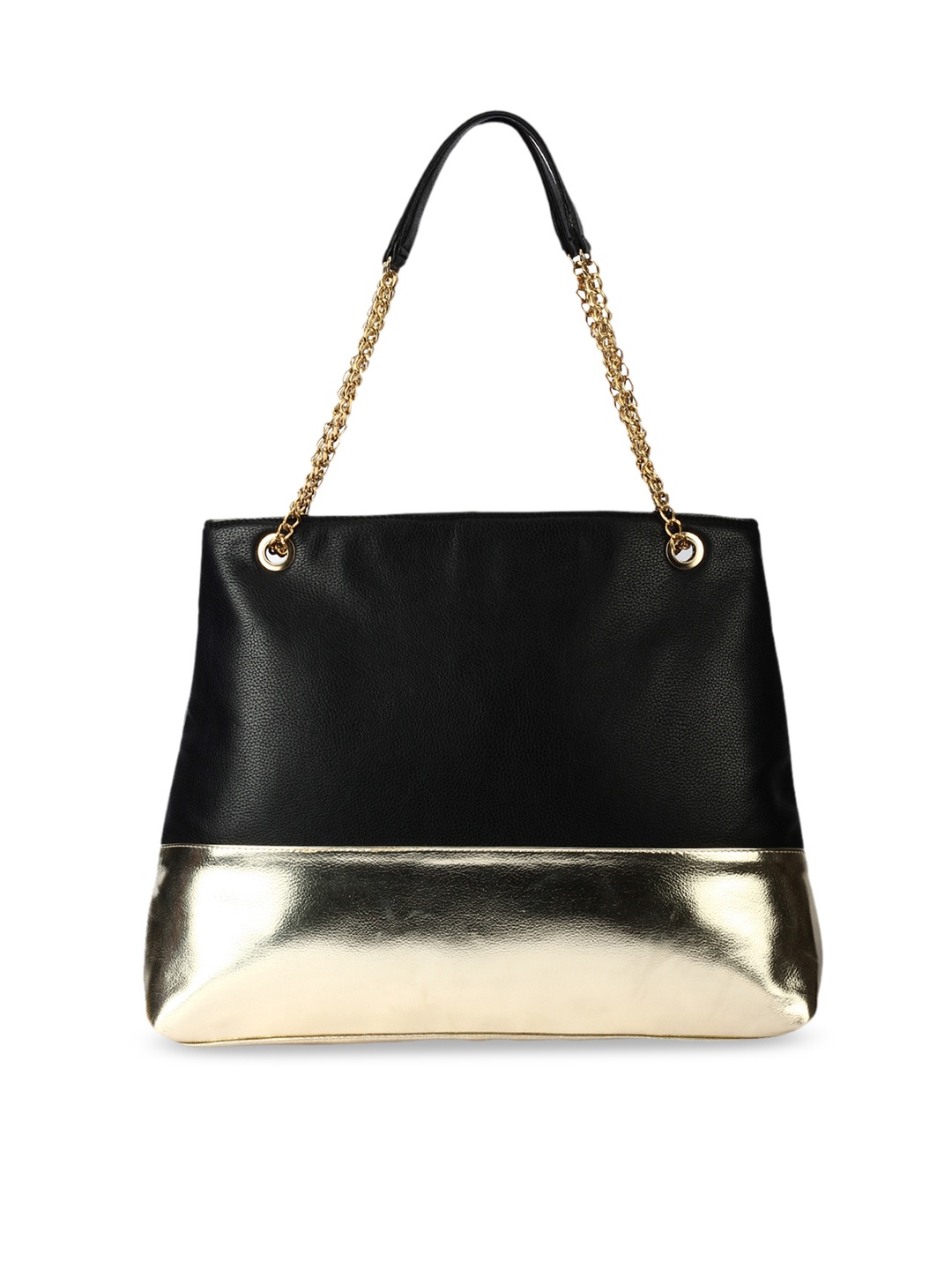 Berrypeckers Black & Muted Gold-Toned Colourblocked Shoulder Bag