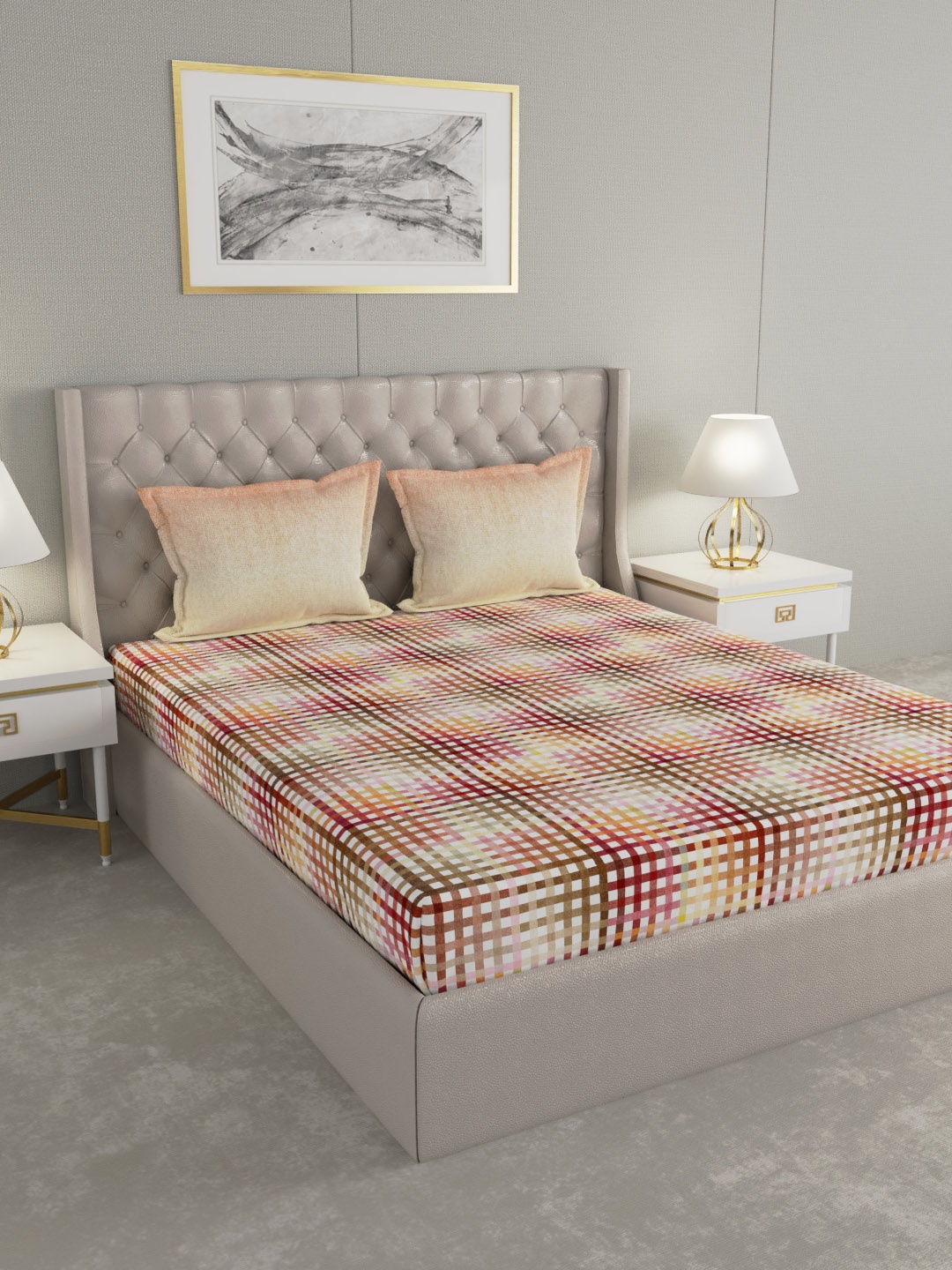 GM Multicoloured Geometric 180 TC Cotton 1 Extra Large Bedsheet with 2 Pillow Covers, Multi
GM Multicoloured Geometric 180 TC Cotton 1 Extra Large Bedsheet with 2 Pillow Covers, Multi