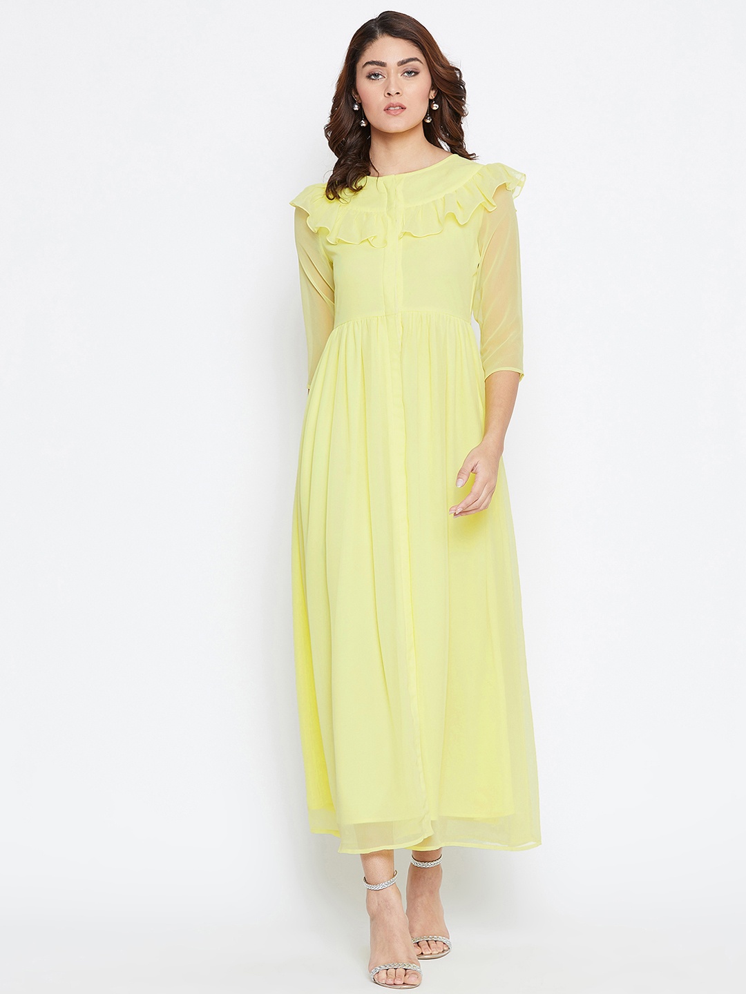 La Zoire Women Yellow Solid Maxi Dress