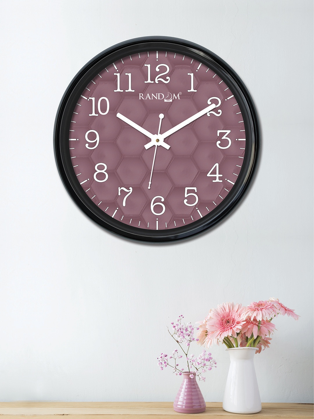 RANDOM Mauve Round Printed 30 cm Analogue Wall Clock