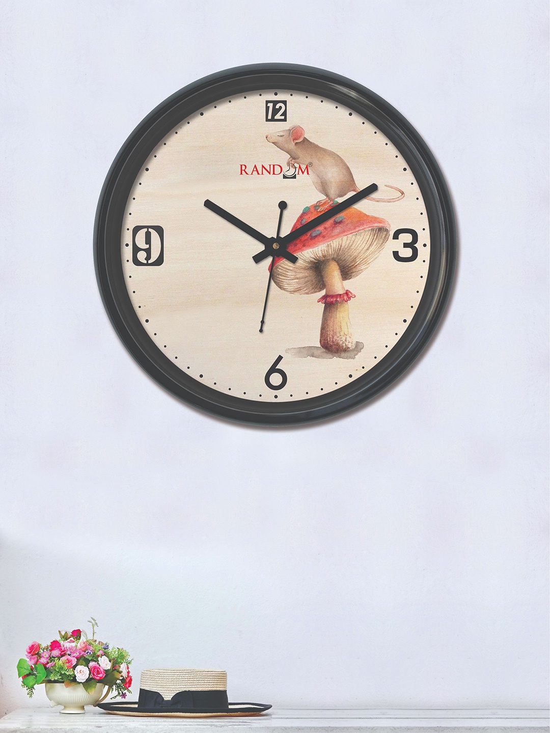 RANDOM Cream-Coloured Round Printed 30 cm Analogue Wall Clock