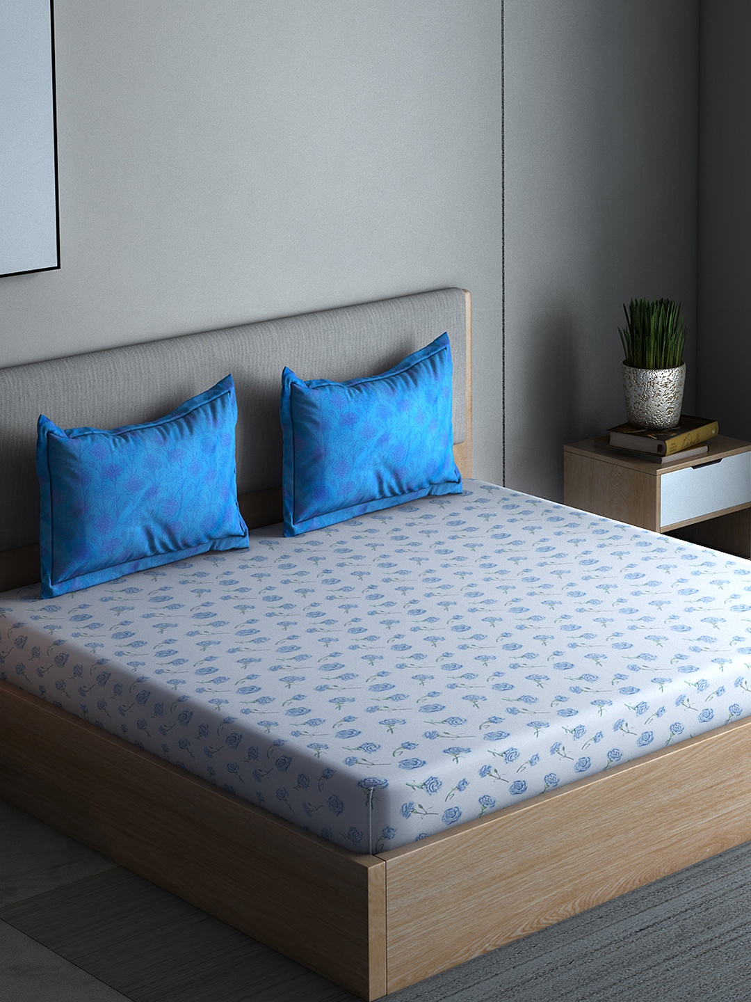 Boutique Living India Blue & Off-White Floral 300 TC Cotton 1 Queen Bedsheet with 2 Pillow Covers
Boutique Living India Blue & Off-White Floral 300 TC Cotton 1 Queen Bedsheet with 2 Pillow Covers