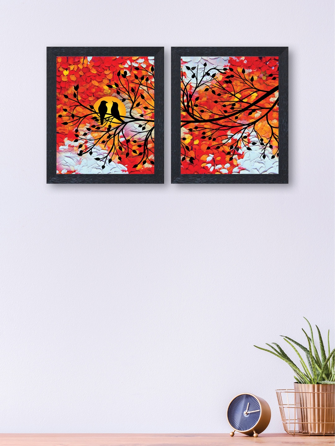 nest ART Set of 2 Multicoloured Synthetic Wood Wall Art, Multi