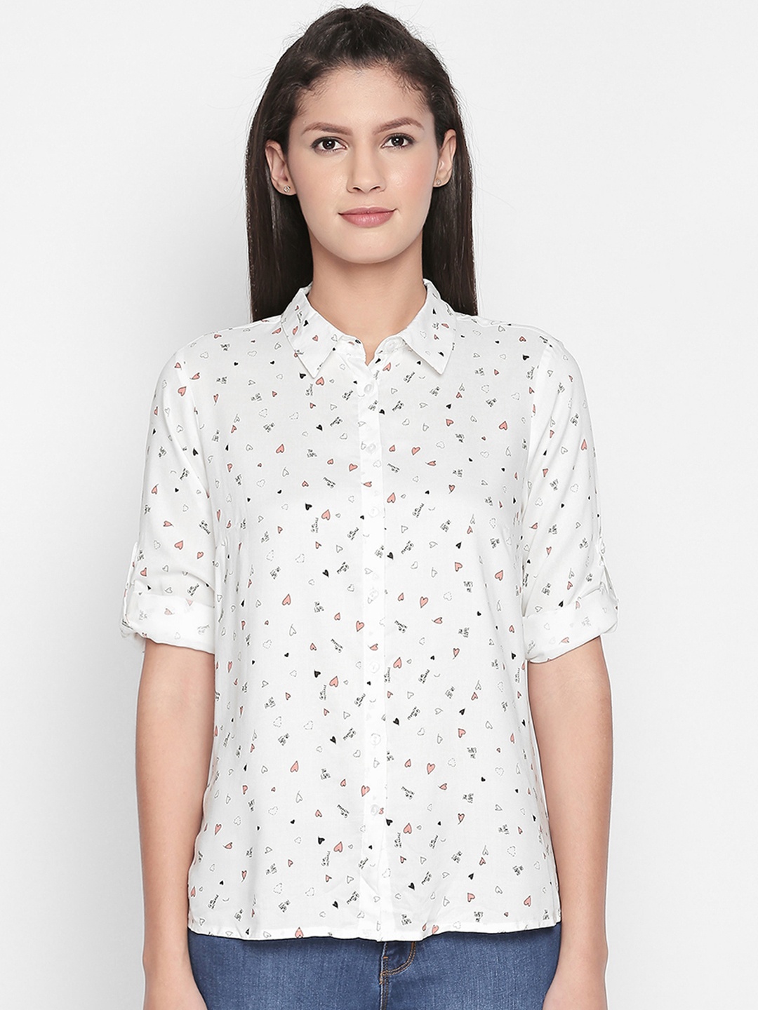 Honey by Pantaloons Women White Conversational Printed Top