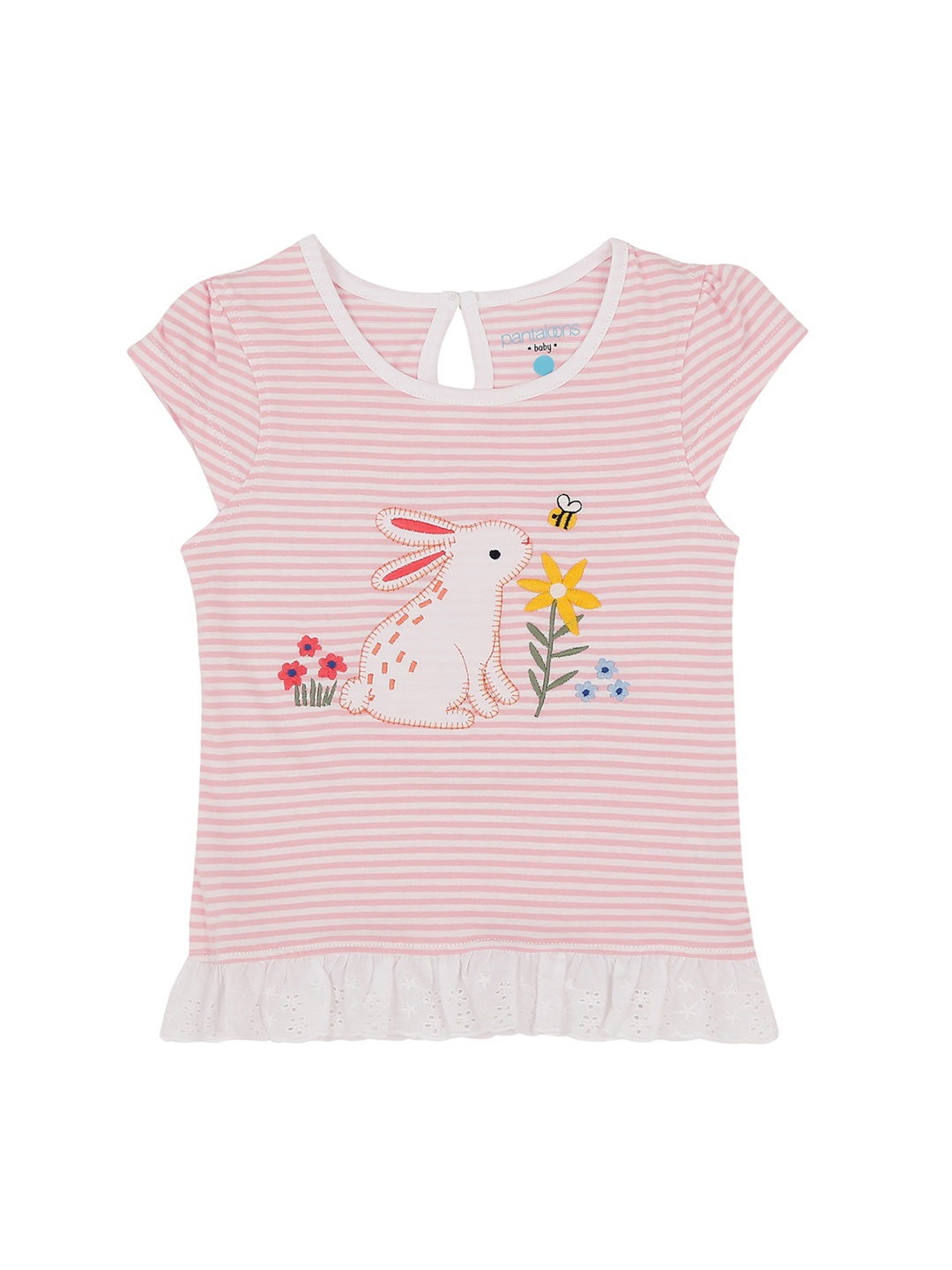 Pantaloons Baby Girls Pink Striped Top