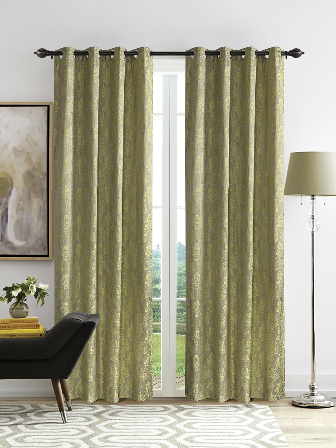 Deco Window Lime Green Set of 2 Curtains