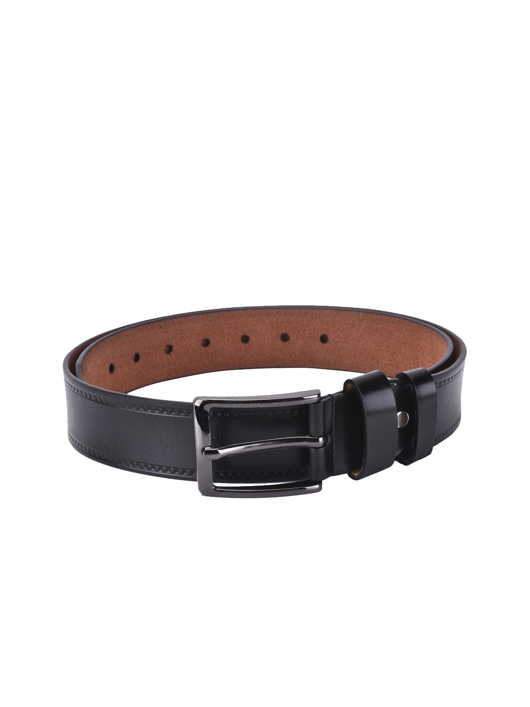 BuckleUp Men Black Solid Leather Belt