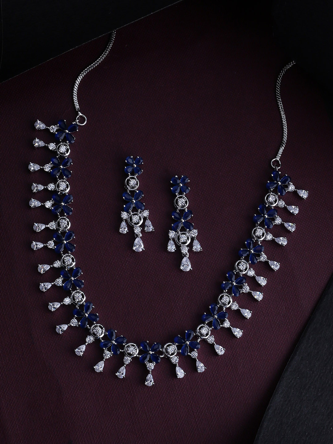Studio Voylla Silver-Plated Blue & White CZ-Studded Handcrafted Jewellery Set
Studio Voylla Silver-Plated Blue & White CZ-Studded Handcrafted Jewellery Set