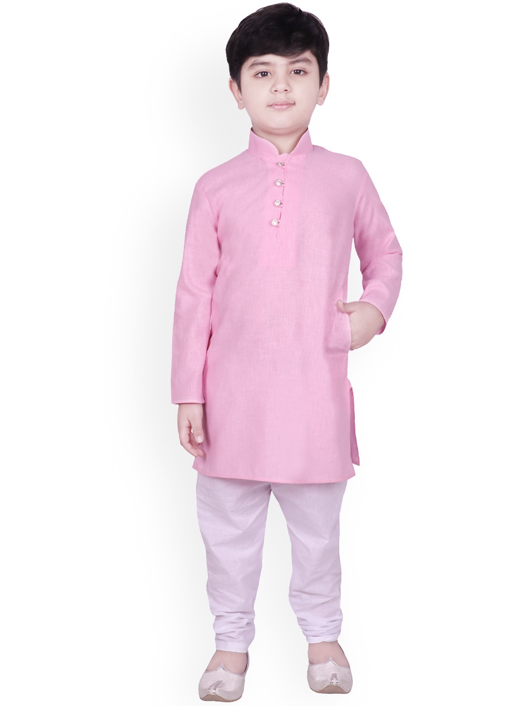 SG YUVRAJ Boys Pink & Lavender Solid Kurta with Pyjamas