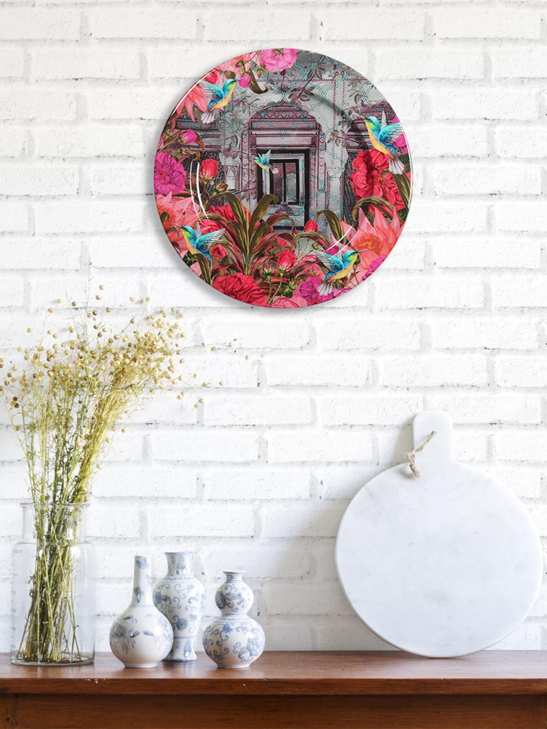 India Circus by Krsnaa Mehta Grey & Pink Trapped Bluebird Iron Plate Wall Decor