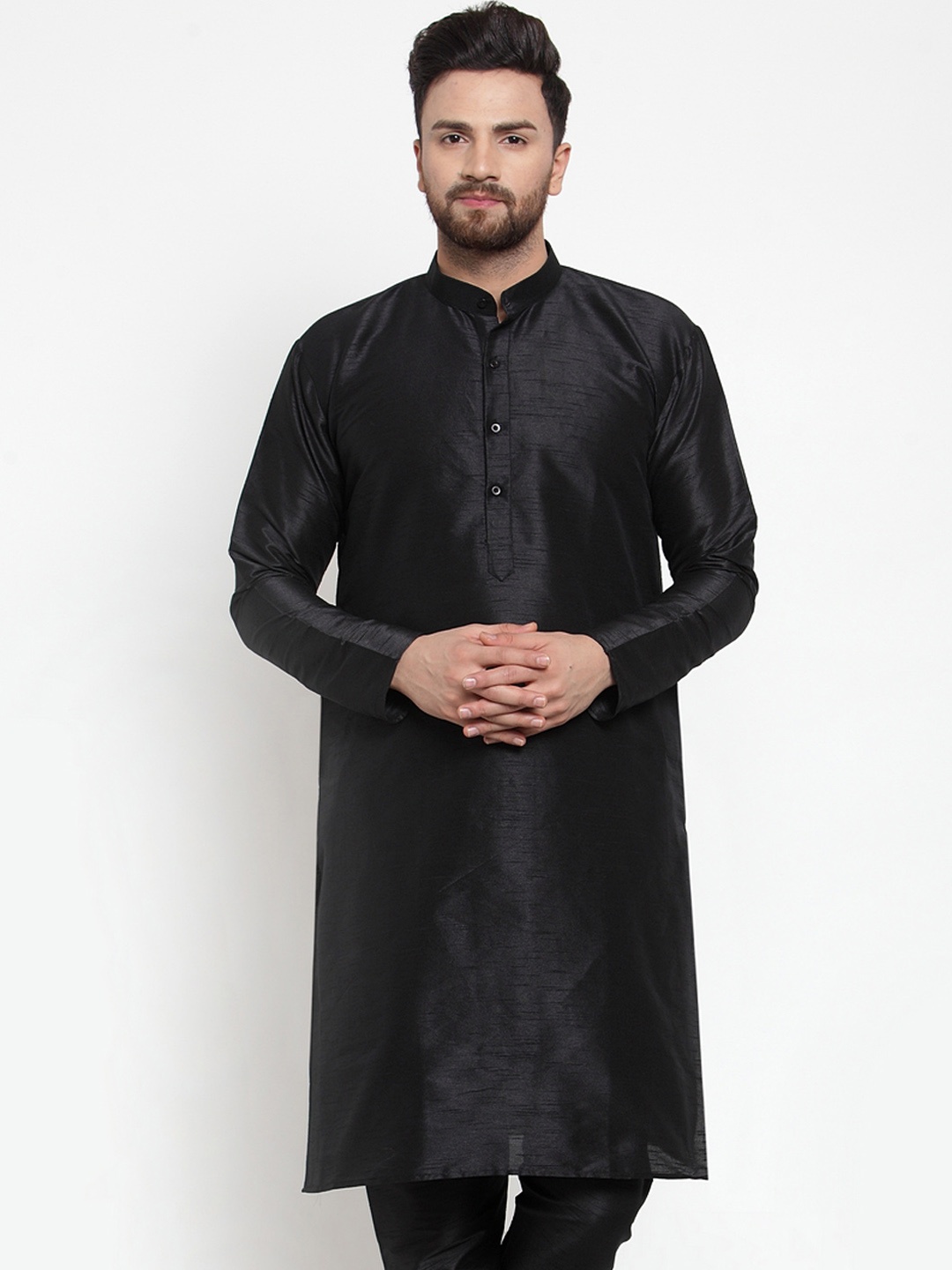 Jompers Men Black Solid Straight Kurta