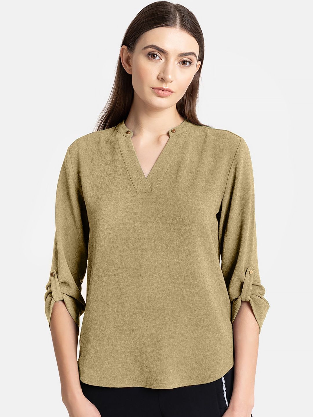 Kazo Women Olive Green Solid Top