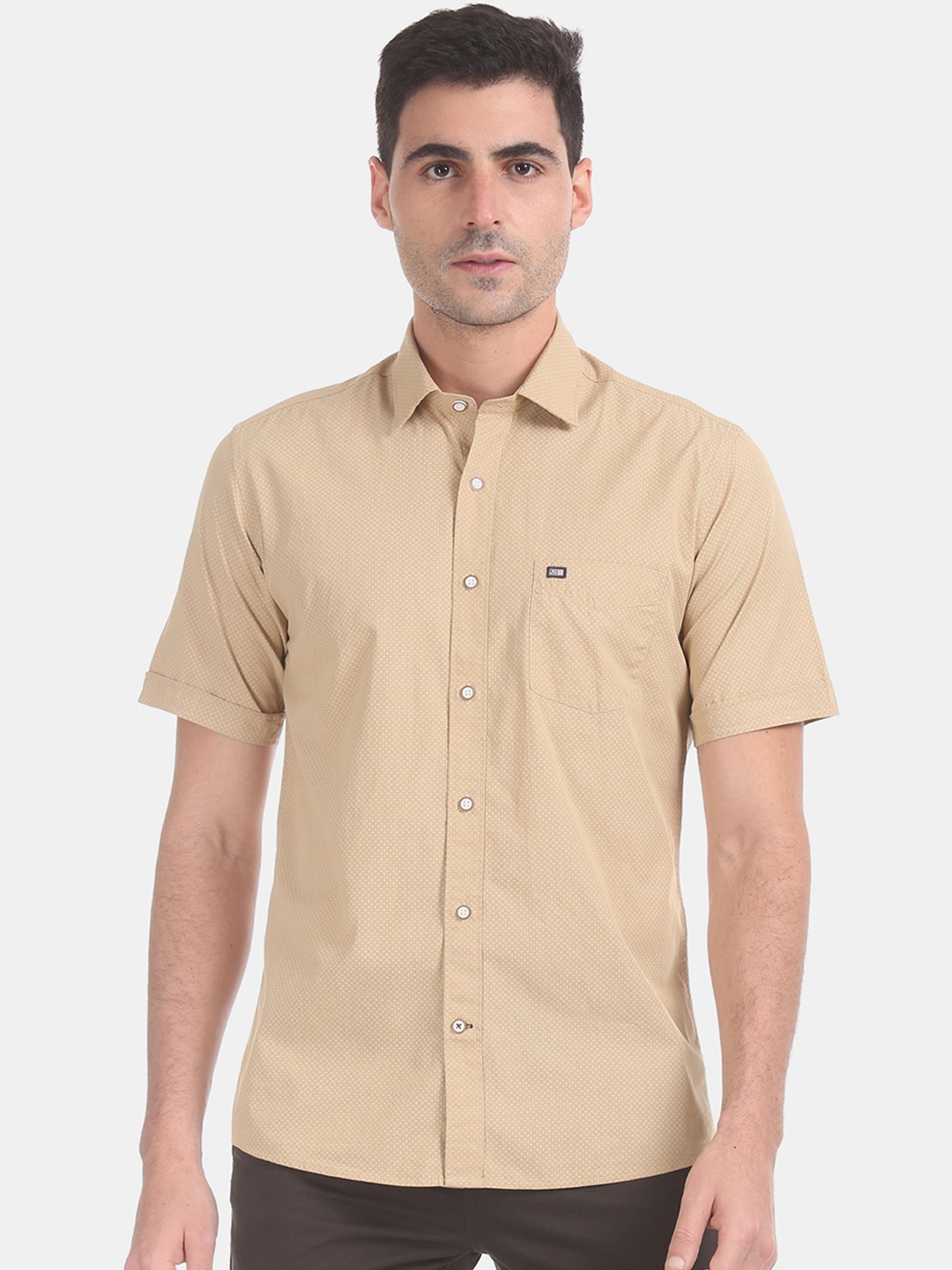 Arrow Men Beige Regular Fit Printed Casual Shirt ASZSH0065