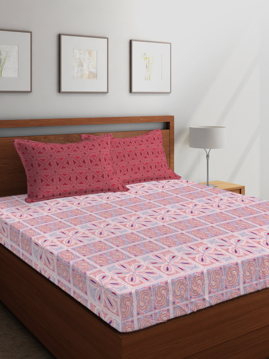 Boutique Living India Pink & Blue Ethnic Motifs 300 TC Cotton 1 King Bedsheet with 2 Pillow Covers
Boutique Living India Pink & Blue Ethnic Motifs 300 TC Cotton 1 King Bedsheet with 2 Pillow Covers