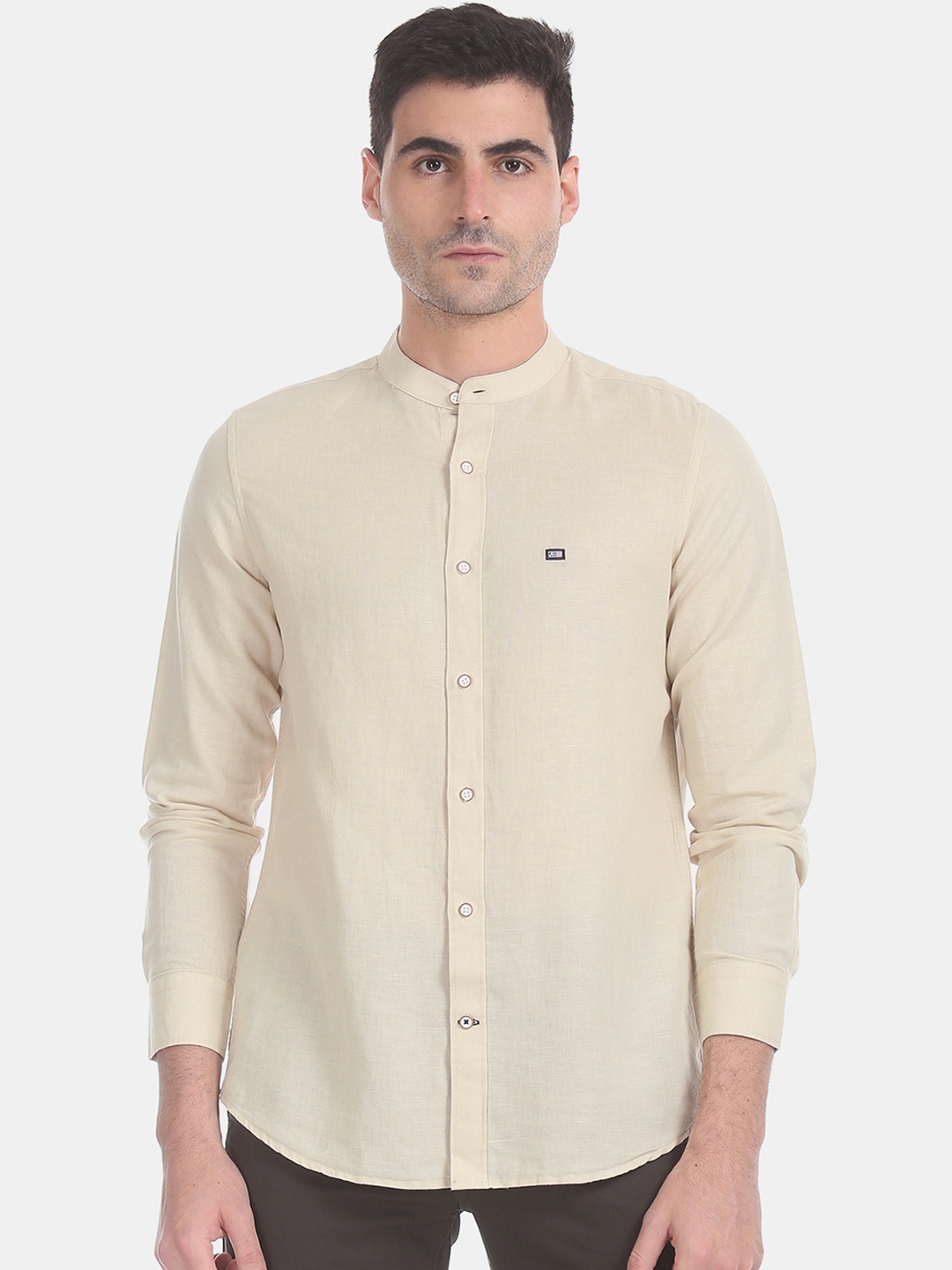 Arrow Sport Men Beige Slim Fit Solid Casual Shirt