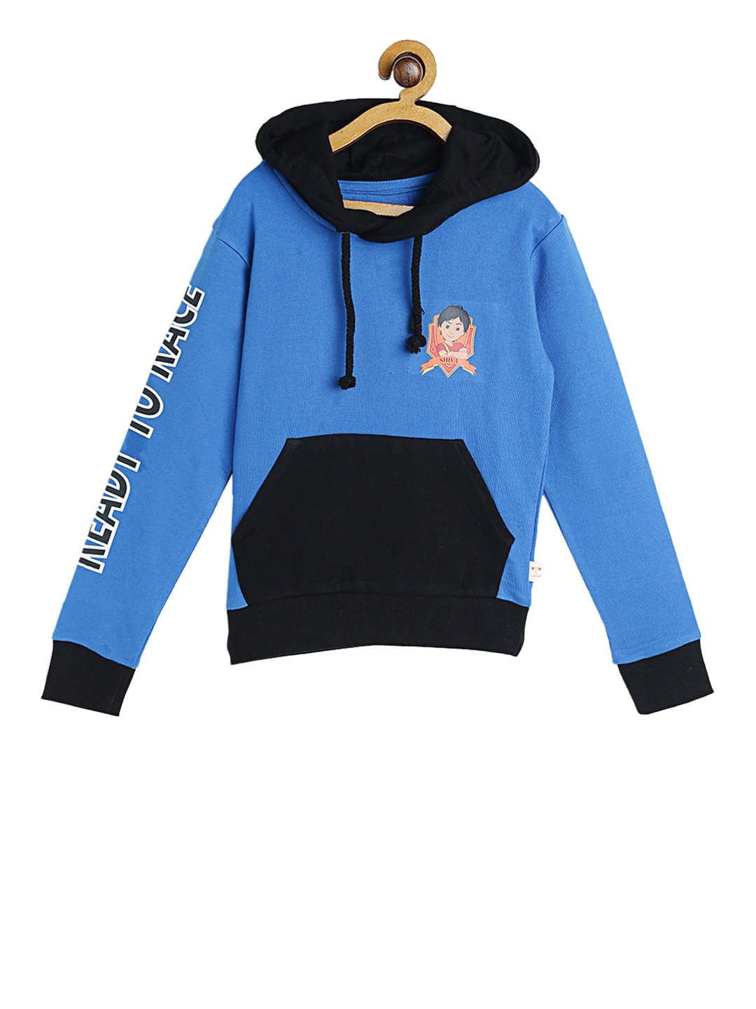 Shiva Boys Blue Printed Hooded Sweatshirt