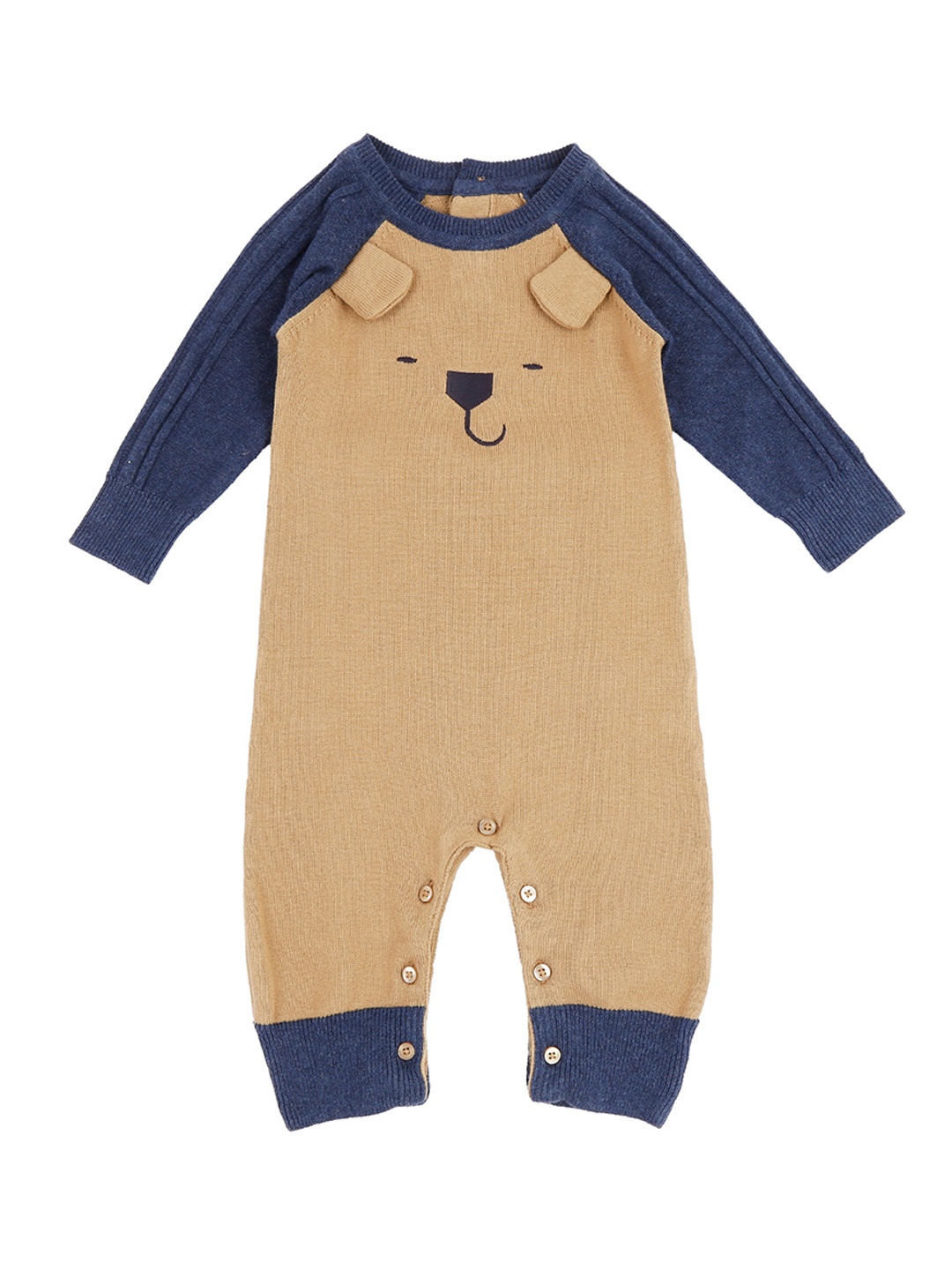 Pantaloons Baby Boys Beige Solid Rompers