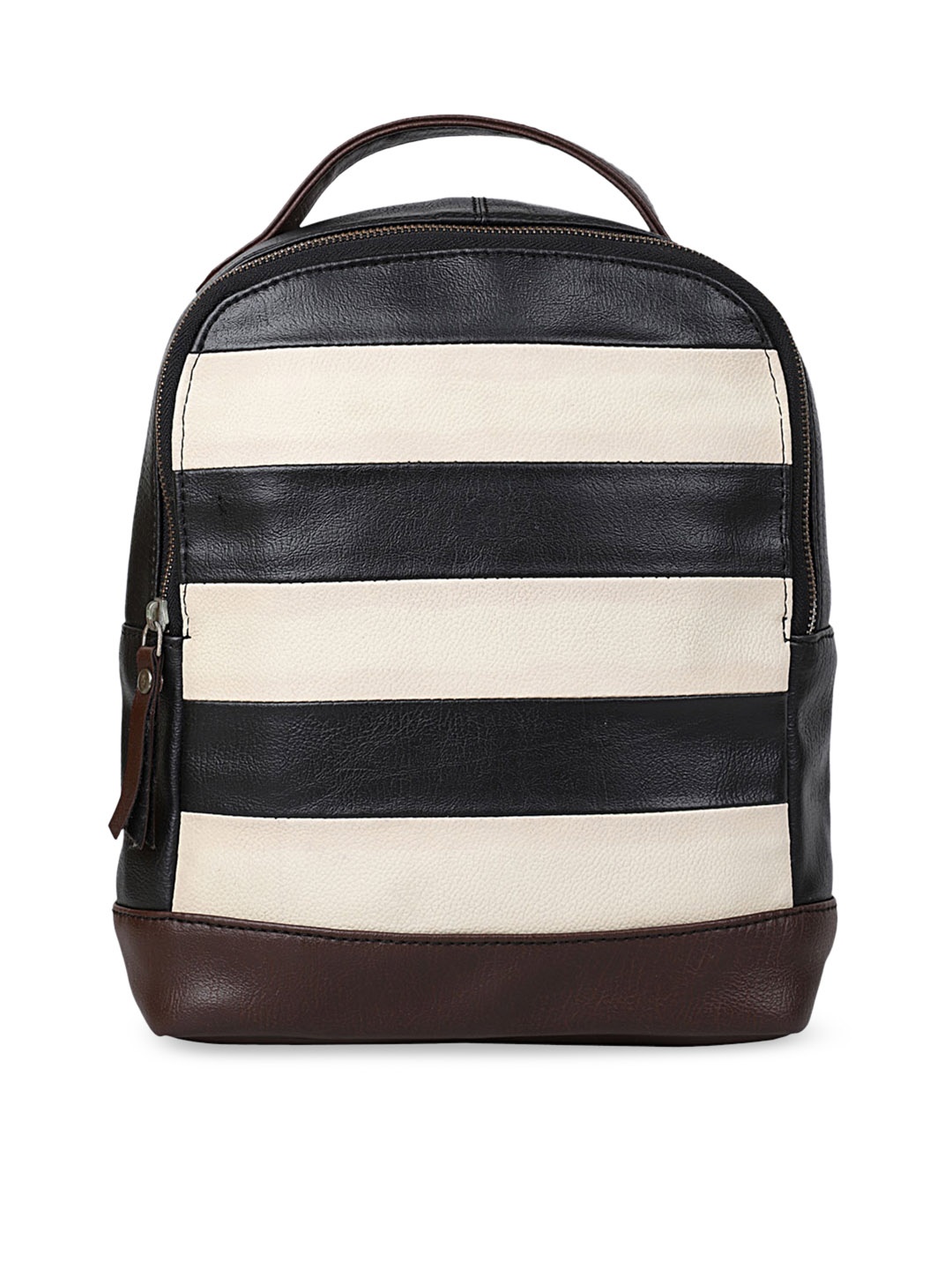 Bagsy Malone Women Black & White Striped Backpack