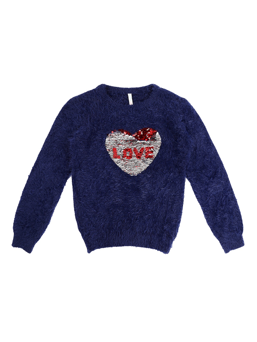 Pantaloons Junior Girls Navy Blue Printed Pullover Sweater
