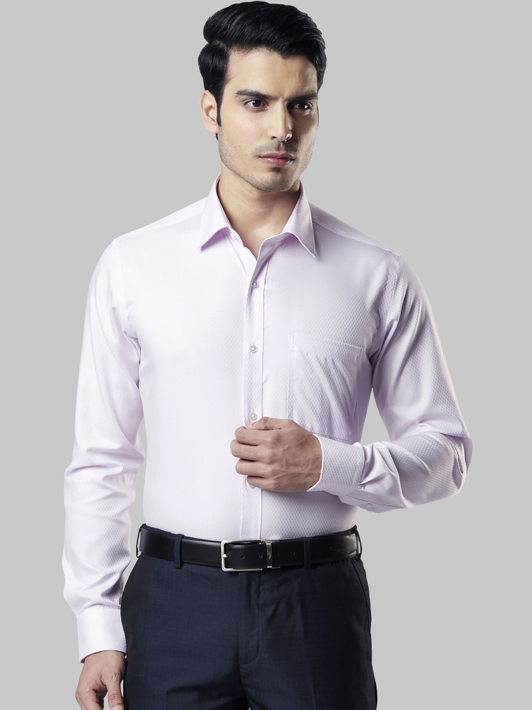 Raymond Men Lavender Regular Fit Self Design Formal Shirt