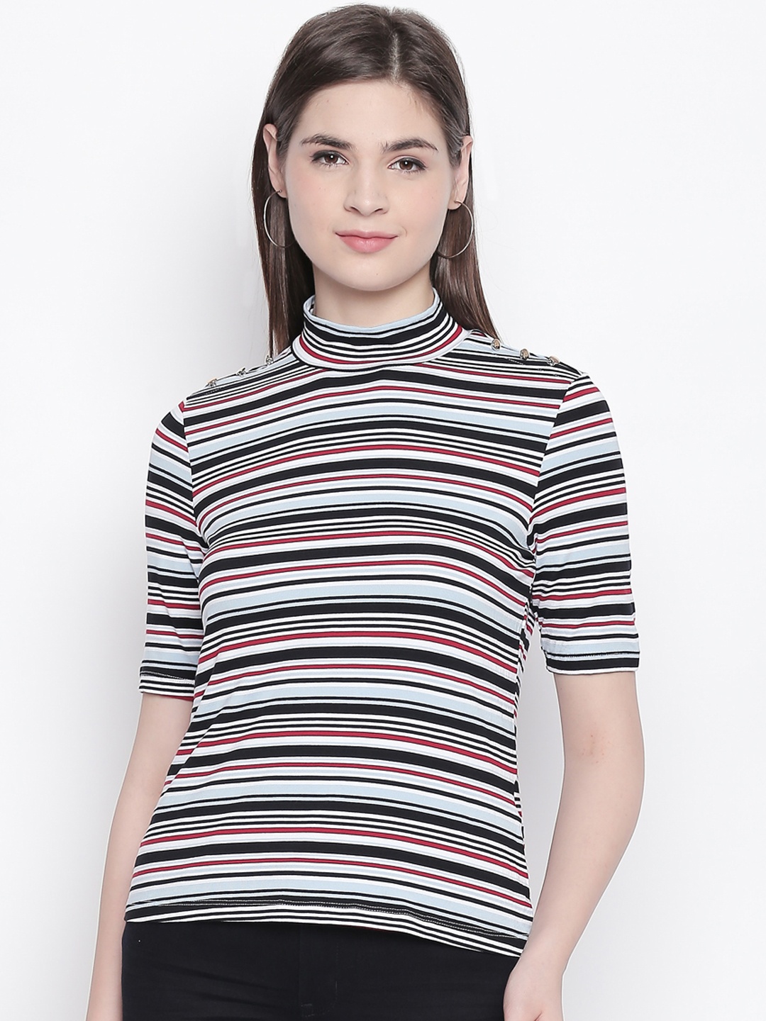Annabelle by Pantaloons Women White Striped Top
