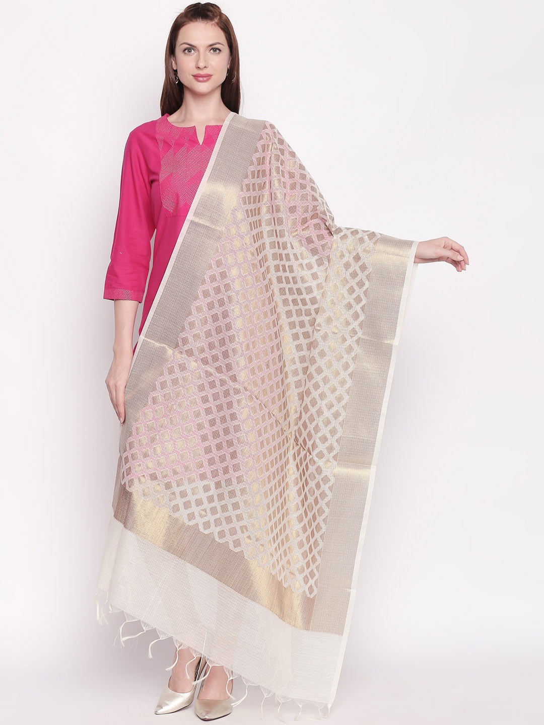 RANGMANCH BY PANTALOONS Off-White Woven Design Dupatta