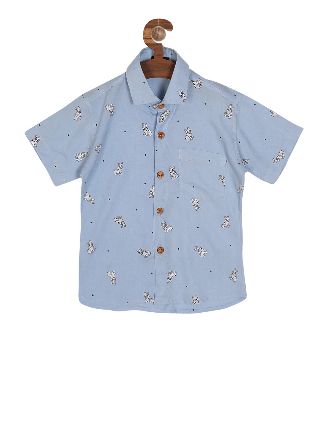 RIKIDOOS Boys Blue & White Regular Fit Printed Casual Shirt