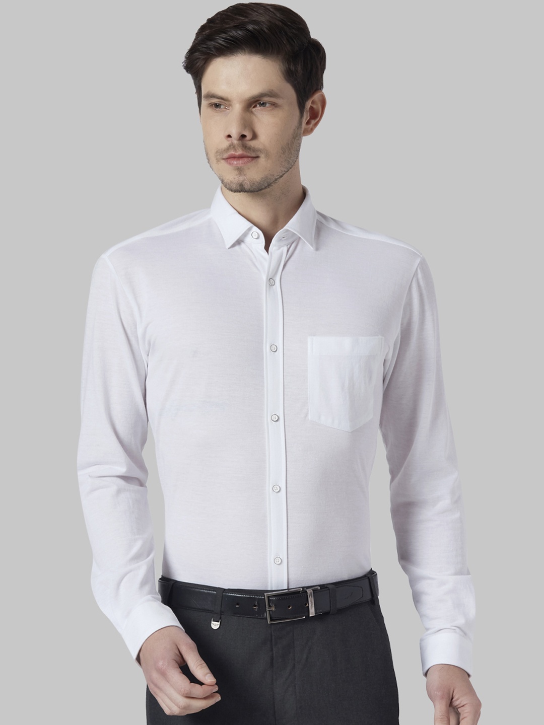 Park Avenue Men White Slim Fit Solid Formal Shirt