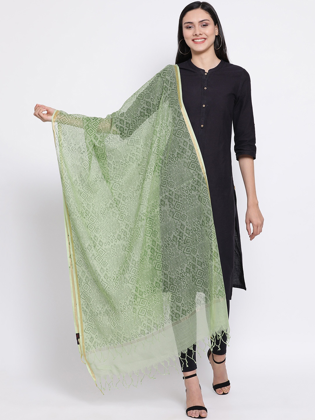 SHINGORA Green Printed Antimicrobial Dupatta