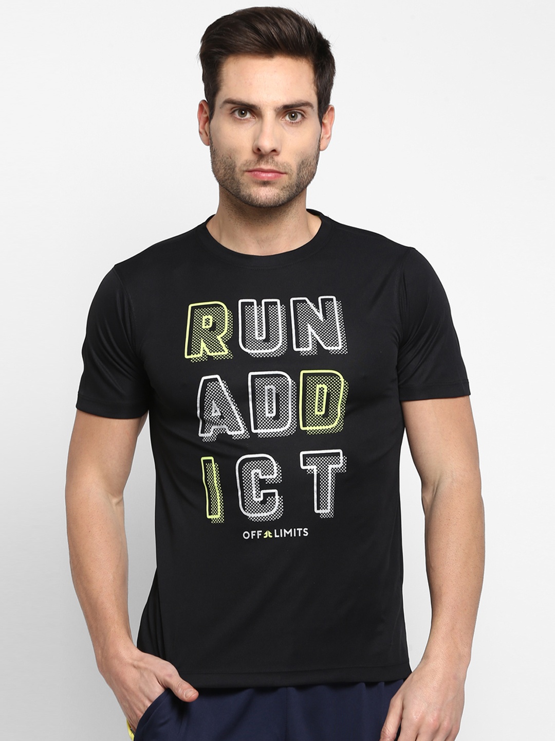 OFF LIMITS Men Black Printed Round Neck T-shirt