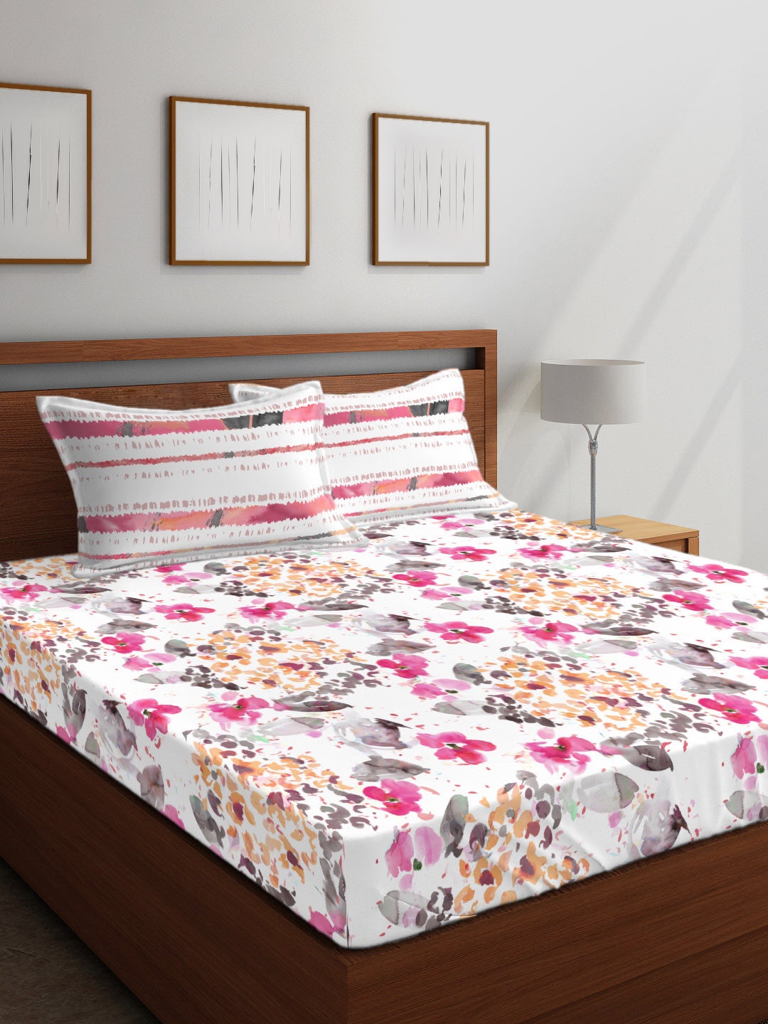 Boutique Living India White & Pink Floral 144 TC Cotton 1 Queen Bedsheet with 2 Pillow Covers
Boutique Living India White & Pink Floral 144 TC Cotton 1 Queen Bedsheet with 2 Pillow Covers