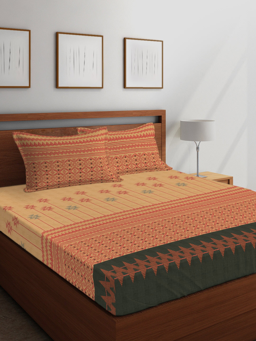 Boutique Living India Beige & Red Geometric 300 TC Cotton 1 King Bedsheet with 2 Pillow Covers
Boutique Living India Beige & Red Geometric 300 TC Cotton 1 King Bedsheet with 2 Pillow Covers