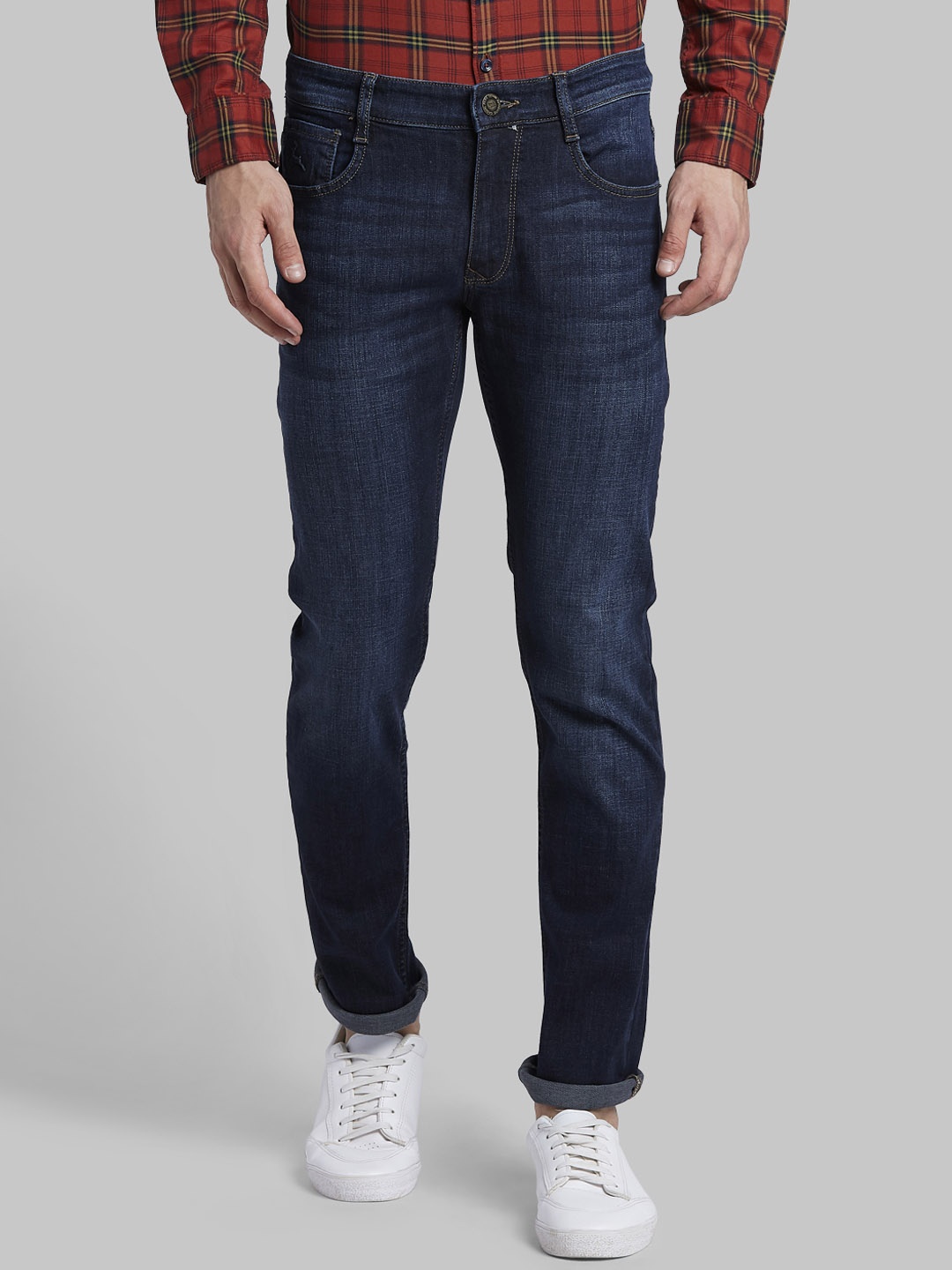 Parx Men Navy Blue Tapered Fit Mid-Rise Clean Look Jeans