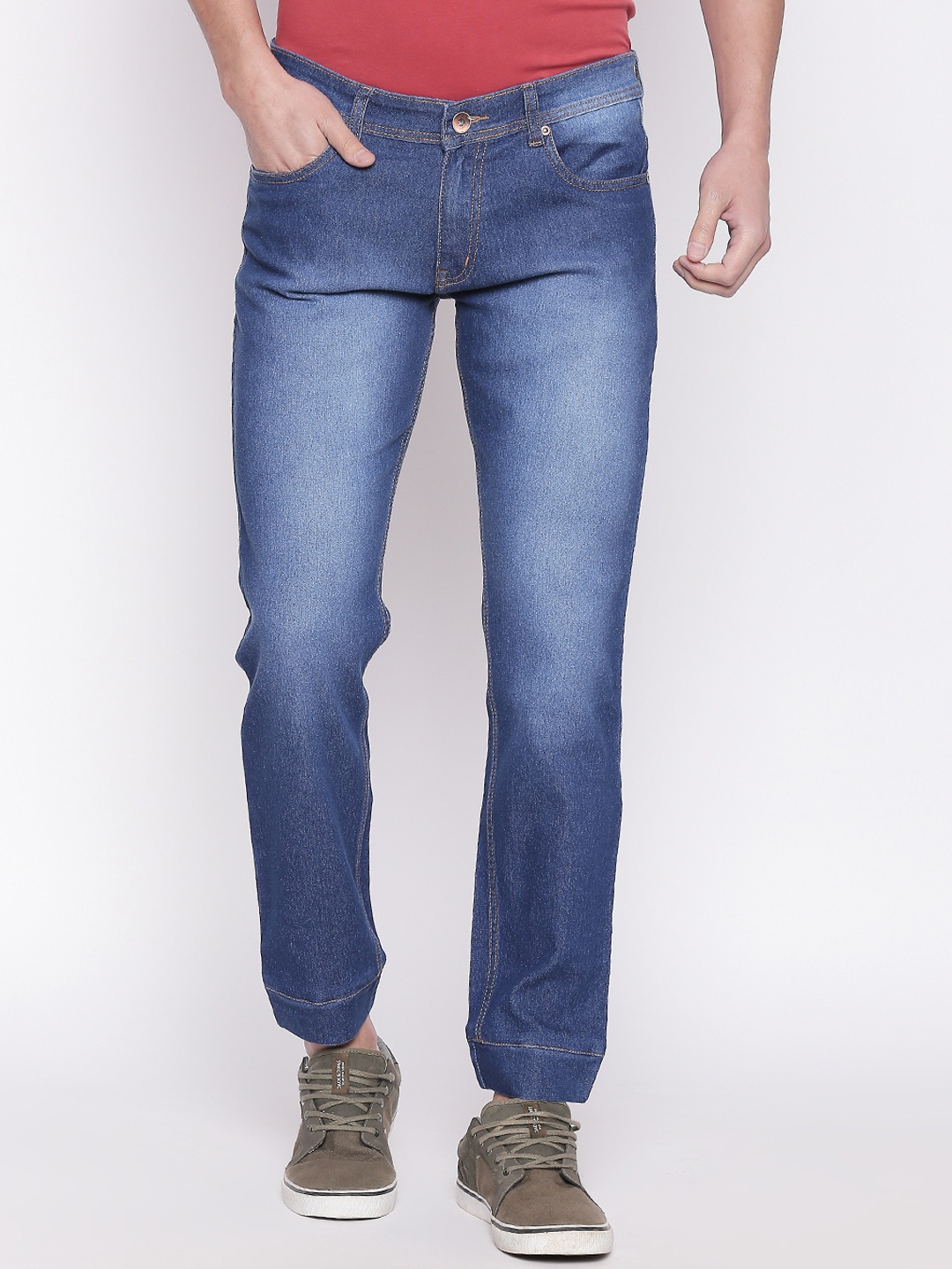 High Star Men Blue Jogger Mid-Rise Clean Look Stretchable Jeans