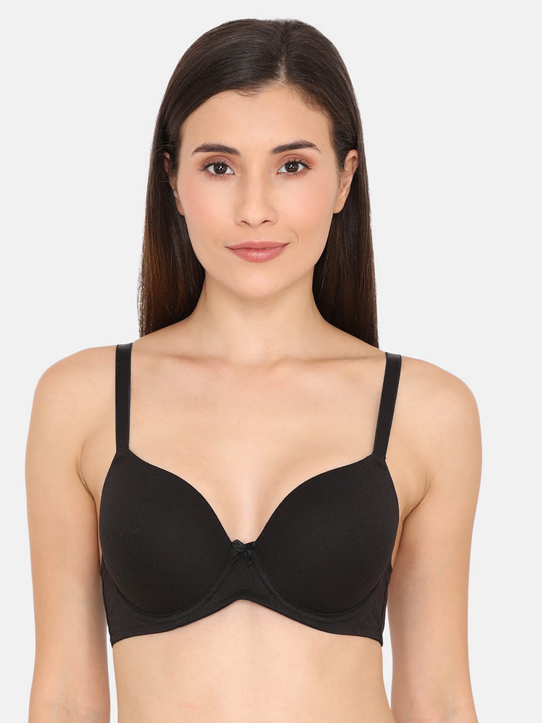 Zivame Black Solid Underwired Lightly Padded T-shirt Bra