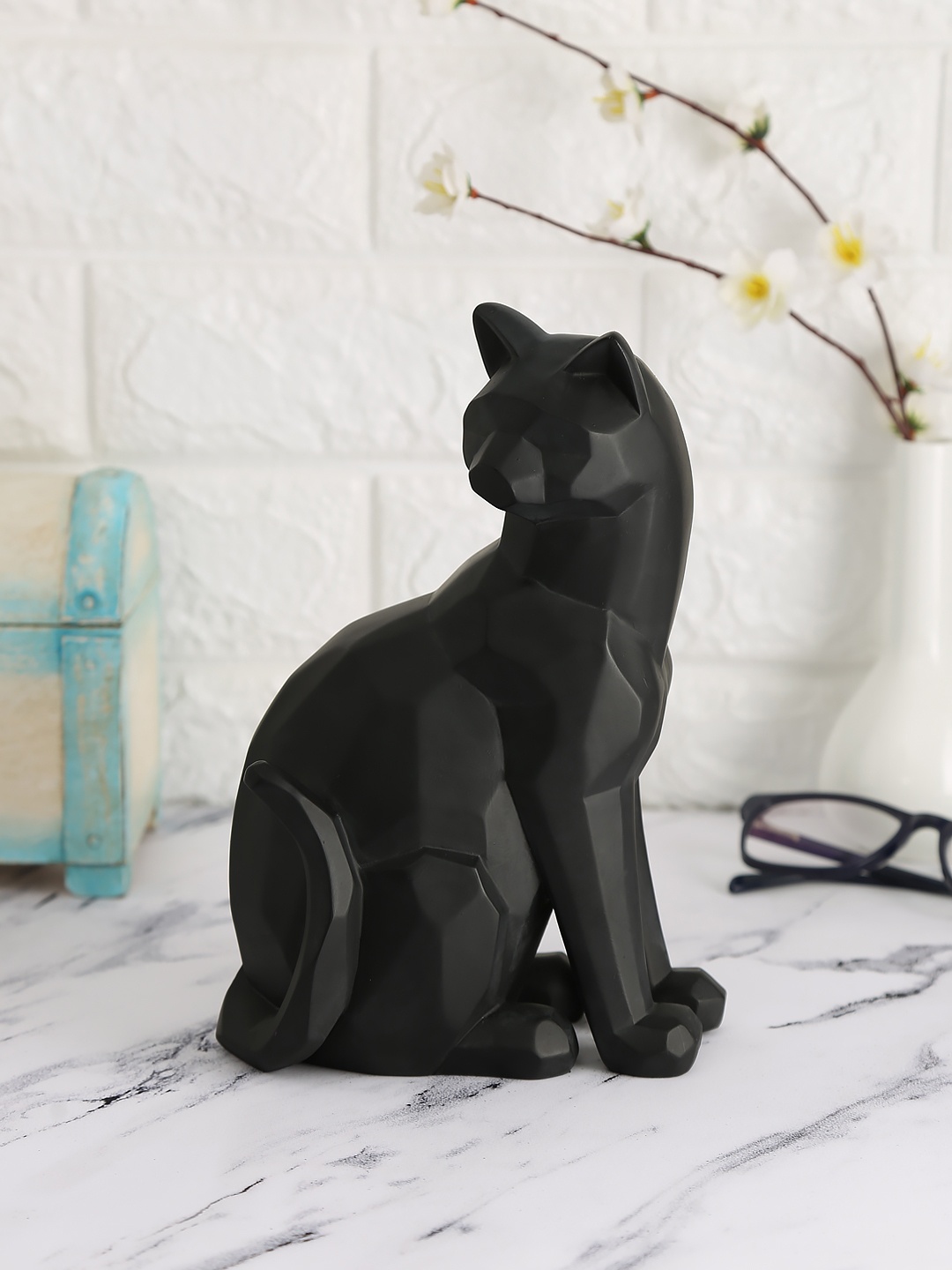 India Circus by Krsnaa Mehta Black Solid Cat Figurine