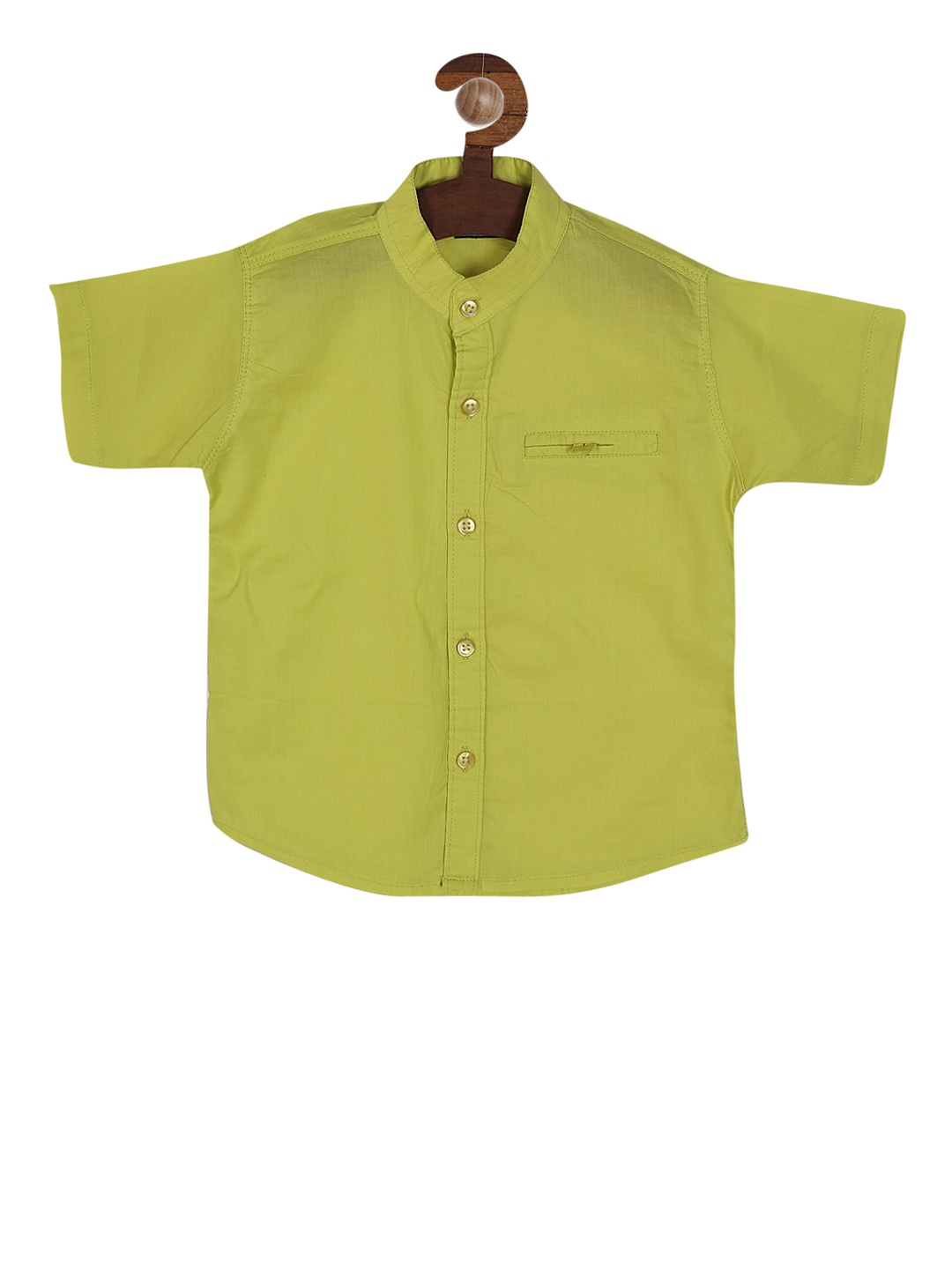 RIKIDOOS Boys Lime Green Regular Fit Solid Casual Shirt