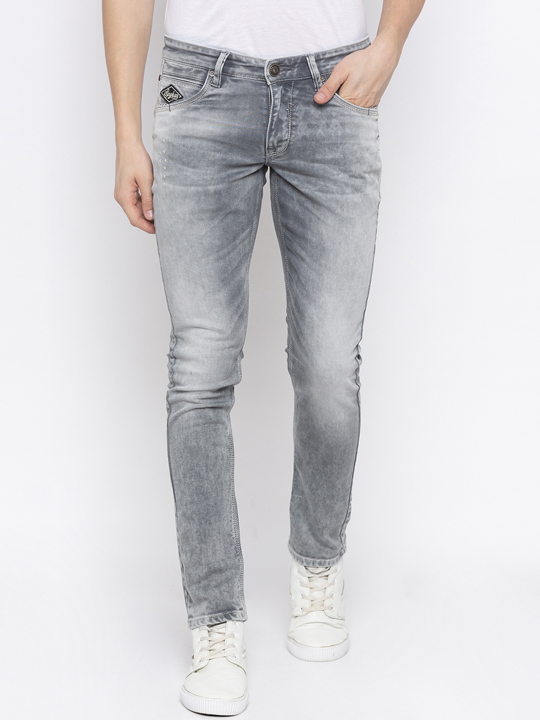 SPYKAR Men Grey Skinny Fit Low-Rise Clean Look Jeans
