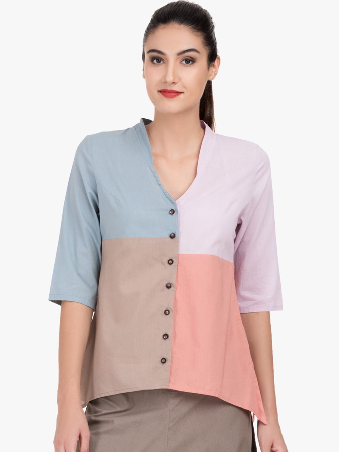 GRASS by Gitika Goyal Women Multicoloured Slim Fit Colourblocked Casual Shirt, Multi
GRASS by Gitika Goyal Women Multicoloured Slim Fit Colourblocked Casual Shirt, Multi