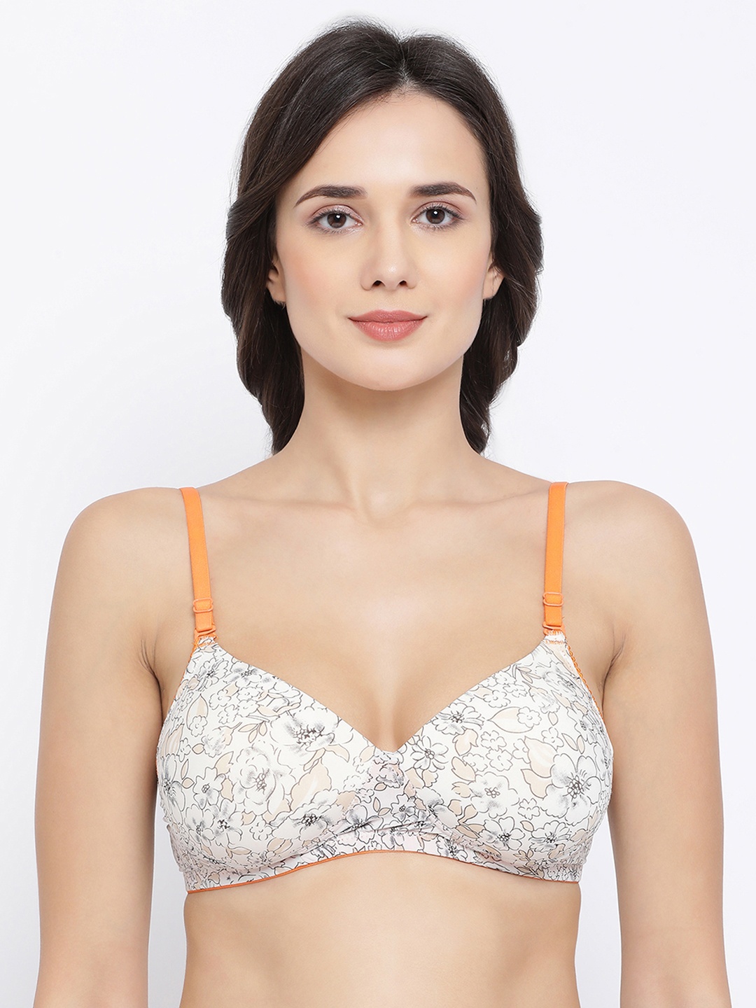 Clovia Cream-Coloured & Orange Printed Non-Wired Lightly Padded T-shirt Bra BR0738E2432B
Clovia Cream-Coloured & Orange Printed Non-Wired Lightly Padded T-shirt Bra BR0738E2432B